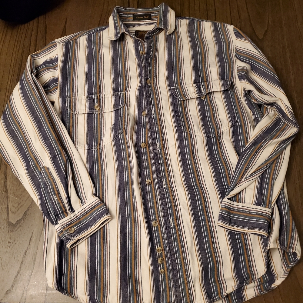 Eddie Bauer elkhorn twill button up striped shirt